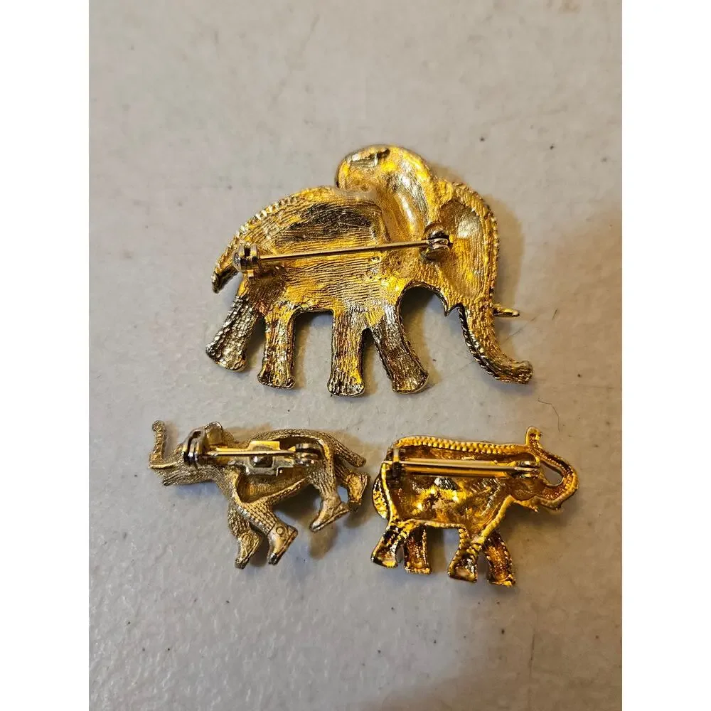 Lot of 3 Vintage Elephant Brooch Pin